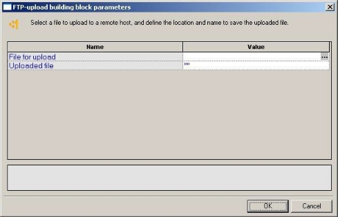 FTP-Upload Building Block Parameters Dialog Box