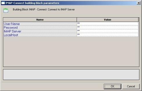 IMAP-Connect Building Block Parameters Dialog Box