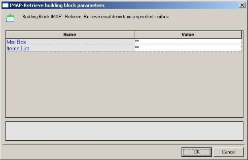 IMAP-Retrieve Building Block Parameters Dialog Box
