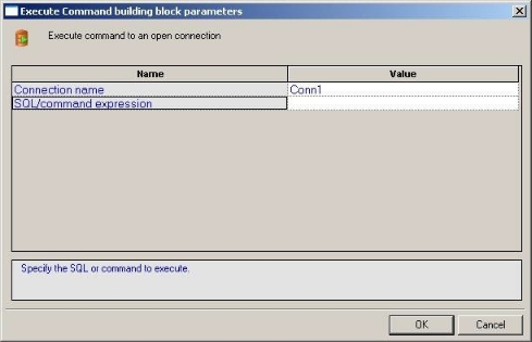 Execute Command Building Block Parameters Dialog Box