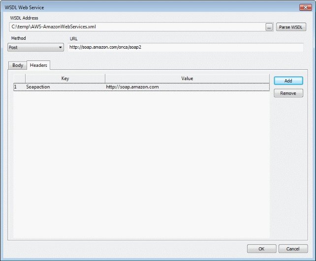 HTTP Web Service Dialog Box