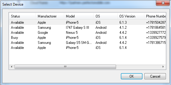Select Device Dialog Box