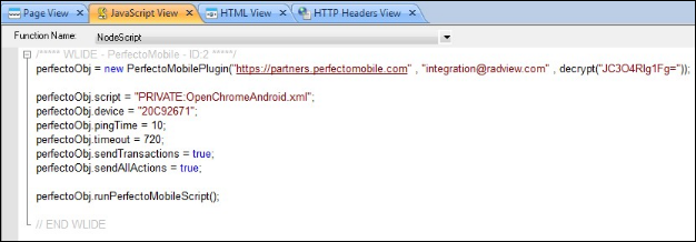 Script for Running a Script on a Device in the Perfecto Cloud