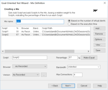 Mix Definition Dialog Box