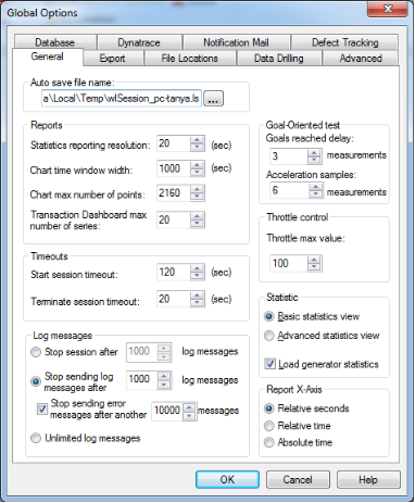 Global Options General Tab