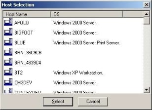 Host Selection Dialog Box