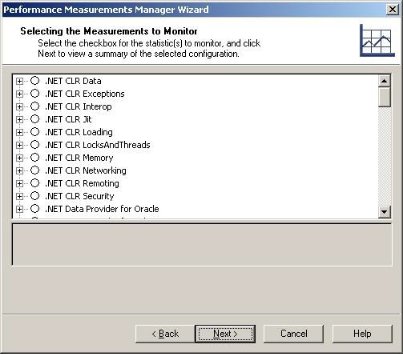 Selecting the Measurements to Monitor Screen