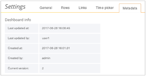 Dashboard Settings – Metadata