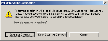 Perform Script Correlation Dialog Box