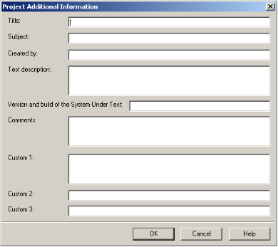 Project Additional Information Dialog Box