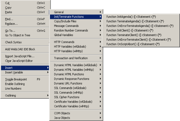 Function Insertion using the Insert Menu