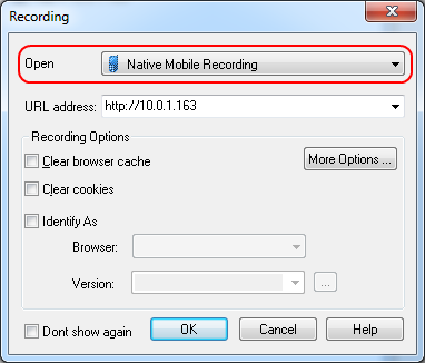 Selecting Native Mobile Recording