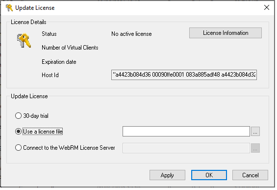 Update License Dialog Box