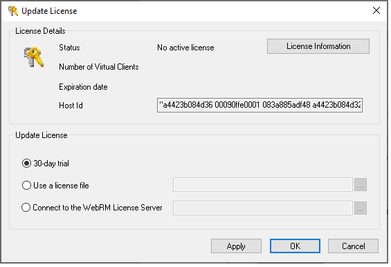 Update License Dialog Box