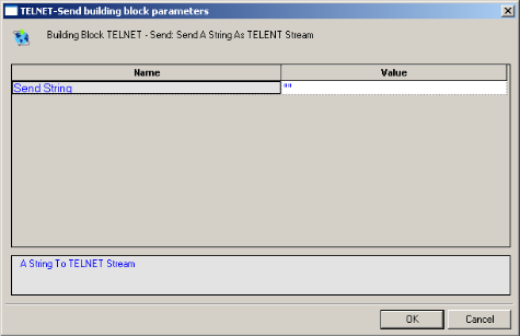 TELNET-Send Building Block Parameters Dialog Box