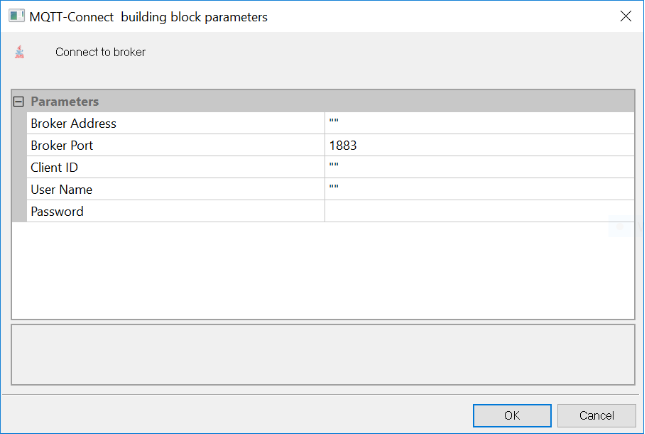 MQTT-Connect Node Building Block Parameters Dialog Box