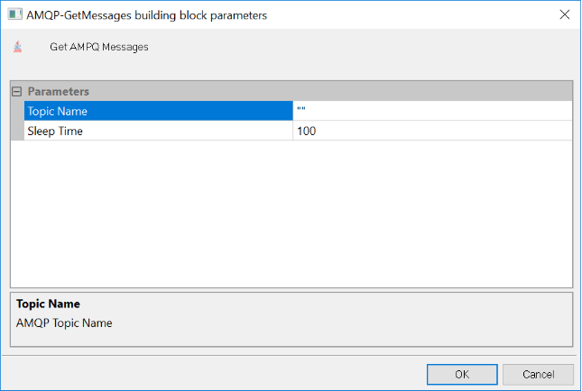AMQP-GetMessages Node Building Block Parameters Dialog Box
