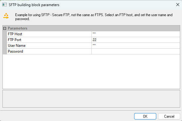 SFTP Building Block Parameters Dialog Box
