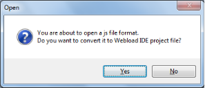 Converting a JavaScript file to a WebLOAD Recorder project file
