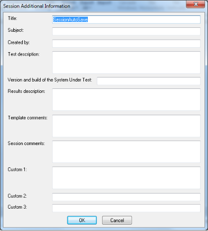 Session Additional Information Dialog Box
