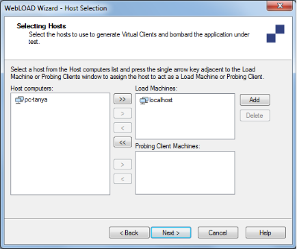 Host Selection Dialog Box
