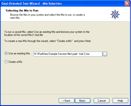 Mix Selection Dialog Box