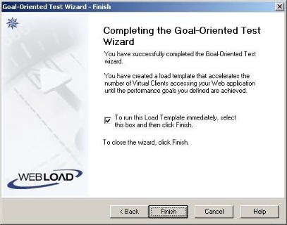 Goal-Oriented Test Wizard – Finish Dialog Box