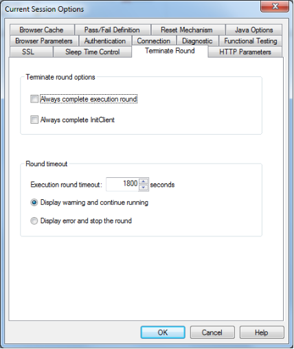 Current Session Options Terminate Round Tab