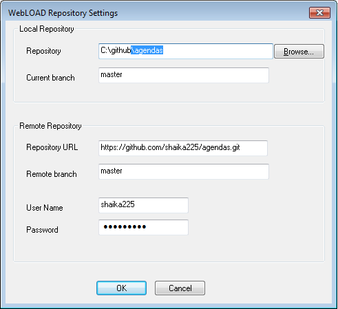 WebLOAD Repository Settings