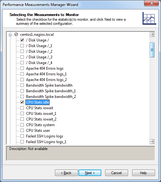 Selecting the Measurements to Monitor Screen