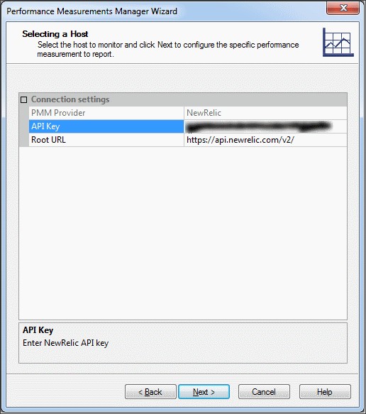 Specifying New Relic Server in Host Selection Screen