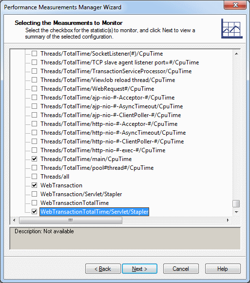 Selecting the Measurements to Monitor Screen