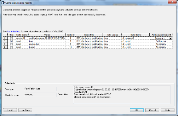 Correlation Engine Results Dialog Box