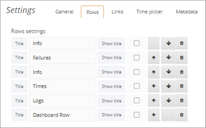 Dashboard Settings – Rows