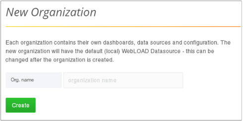 New Organization window