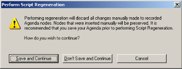 Perform Script Regeneration Dialog Box