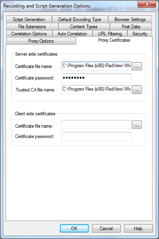 Proxy Certificates Tab