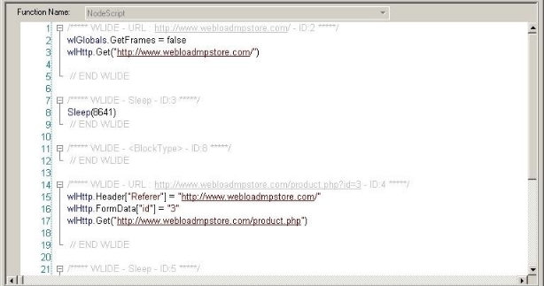 WebLOAD Recorder Protocol Block Header
