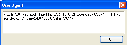 User Agent Dialog Box