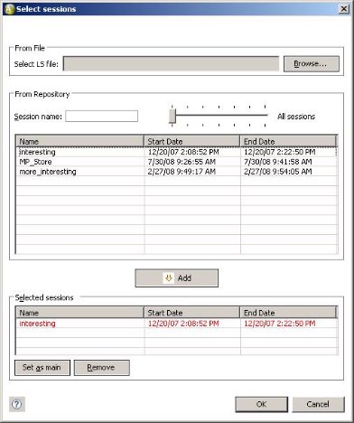 Select Sessions for a Regression Chart