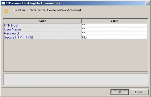 FTP-Connect Building Block Parameters Dialog Box