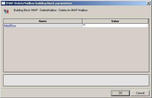 IMAP-DeleteMailbox Building Block Parameters Dialog Box