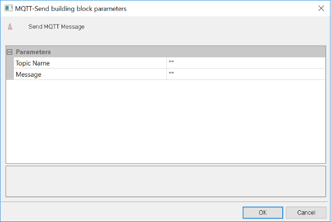 MQTT-Send Node Building Block Parameters Dialog Box