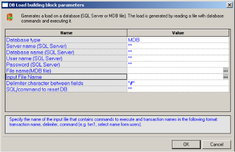 DB Load Building Block Parameters Dialog Box