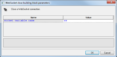 WebSocket Close Building Block Parameters Dialog Box