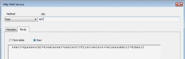Defining Web Service Body by Entering Raw Data