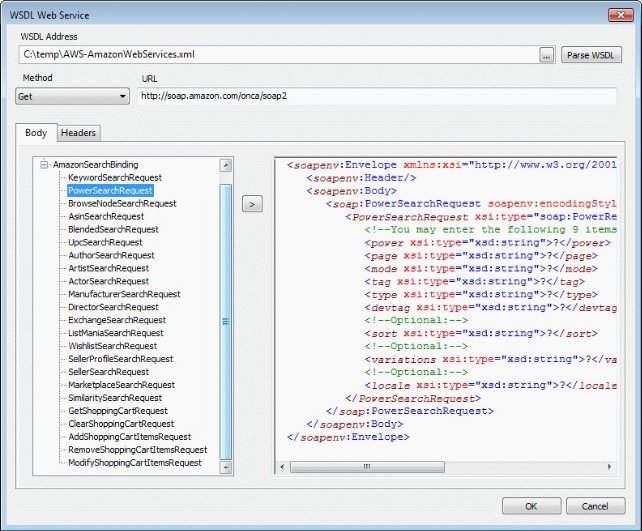 HTTP Web Service Dialog Box