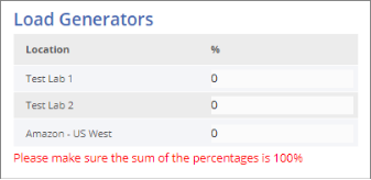 List of available load generators – as appearing in a load test page
