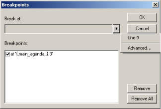 Breakpoint Dialog Box Options