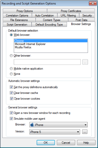 Browser Settings Tab